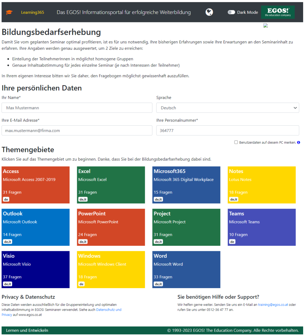 Bedarfserhebung Screenshot 1